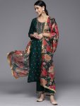 RICH LOOK RAYON EMBROIDERY WORK TOP BOTTOM WITH DUPATTA GREEN