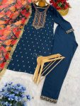 RICH LOOK RAYON EMBROIDERY WORK TOP BOTTOM WITH DUPATTA FESTIVE WEAR WHOLESALE PRICE ETHNIC GARMENT (5)