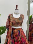 RICH LOOK TABBY ORGANZA DIGITAL PRINTED THREAD SEQUENCE WORK LEHENGA CHOLI WITH DUPATTA PARTY WEAR WHOLESALE PRICE ETHNIC GARMENT (4)