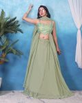 RICH LOOK TABBY SILK PLAIN LEHENGA WITH EMBROIDERY SEQUENCE WORK BLOUSE AND DUPATTA PARTY WEAR WHOLESALE PRICE ETHNIC GARMENT (4)