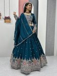 RICH LOOK VICHITRA EMBROIDERY CODING SEQUENCE AND THREAD WORK LEHENGA CHOLI WITH DUPATTA TEAL