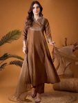 RICH LOOK VICHITRA SILK SEQUENCE CODING EMBROIDERY WORK TOP BOTTOM WITH DUPATTA FESTIVE WEAR WHOLESALE PRICE ETHNIC GARMENT (2)