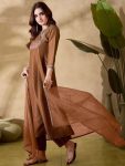 RICH LOOK VICHITRA SILK SEQUENCE CODING EMBROIDERY WORK TOP BOTTOM WITH DUPATTA FESTIVE WEAR WHOLESALE PRICE ETHNIC GARMENT (2)