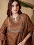 RICH LOOK VICHITRA SILK SEQUENCE CODING EMBROIDERY WORK TOP BOTTOM WITH DUPATTA FESTIVE WEAR WHOLESALE PRICE ETHNIC GARMENT (2)
