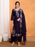 RICH LOOK VICHITRA SILK SEQUENCE EMBROIDERY WORK TOP BOTTOM WITH DUPATTA FESTIVE WEAR WHOLESALE PRICE ETHNIC GARMENT (9)