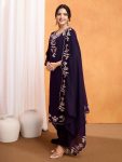 RICH LOOK VICHITRA SILK SEQUENCE EMBROIDERY WORK TOP BOTTOM WITH DUPATTA FESTIVE WEAR WHOLESALE PRICE ETHNIC GARMENT (9)