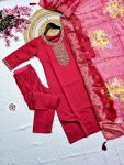 RICH LOOK VISCOSE CHANDERI BEADS AND HAND WORK TOP BOTTOM WITH DUPATTA FESTIVE WEAR WHOLESALE PRICE ETHNIC GARMENT (3)