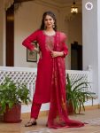 RICH LOOK VISCOSE CHANDERI BEADS AND HAND WORK TOP BOTTOM WITH DUPATTA FESTIVE WEAR WHOLESALE PRICE ETHNIC GARMENT (3)