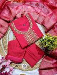 RICH LOOK VISCOSE CHANDERI BEADS AND HAND WORK TOP BOTTOM WITH DUPATTA FESTIVE WEAR WHOLESALE PRICE ETHNIC GARMENT (3)