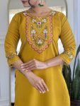 RICH LOOK VISCOSE CHANDERI SEQUENCE EMBROIDERY WORK TOP BOTTOM WITH DUPATTA FESTIVE WEAR WHOLESALE PRICE ETHNIC GARMENT (4)