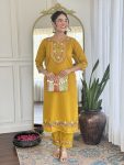 RICH LOOK VISCOSE CHANDERI SEQUENCE EMBROIDERY WORK TOP BOTTOM WITH DUPATTA FESTIVE WEAR WHOLESALE PRICE ETHNIC GARMENT (4)