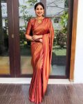 TRADITIONAL BANARASI SOFT SILK WEAVING WORK SAREE WITH UNSTITCHED BLOUSE ORANGE