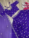 TRADITIONAL CHINON THREAD SEQUENCE EMBROIDERY WORK LEHENGA CHOLI WITH DUPATTA PARTY WEAR WHOLESALE PRICE ETHNIC GARMENT (5)