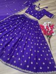 TRADITIONAL CHINON THREAD SEQUENCE EMBROIDERY WORK LEHENGA CHOLI WITH DUPATTA PARTY WEAR WHOLESALE PRICE ETHNIC GARMENT (5)