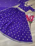 TRADITIONAL CHINON THREAD SEQUENCE EMBROIDERY WORK LEHENGA CHOLI WITH DUPATTA PARTY WEAR WHOLESALE PRICE ETHNIC GARMENT (5)
