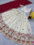 TRADITIONAL COTTON EMBROIDERY CHAIN WORK STITCHED LEHENGA CHOLI WITH DUPATTA PARTY WEAR WHOLESALE PRICE ETHNIC GARMENT (3)