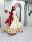 TRADITIONAL COTTON EMBROIDERY CHAIN WORK STITCHED LEHENGA CHOLI WITH DUPATTA PARTY WEAR WHOLESALE PRICE ETHNIC GARMENT (3)