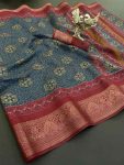 TRADITIONAL DOLA SILK BANDHANI PRINTED JACQUARD WORK SAREE WITH UNSTITCHED BLOUSE RAMA