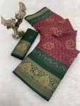 TRADITIONAL DOLA SILK BANDHANI PRINTED JACQUARD WORK SAREE WITH UNSTITCHED BLOUSE PARTY WEAR WHOLESALE PRICE ETHNIC GARMENT (10)