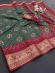 TRADITIONAL DOLA SILK BANDHANI PRINTED JACQUARD WORK SAREE WITH UNSTITCHED BLOUSE PARTY WEAR WHOLESALE PRICE ETHNIC GARMENT (9)