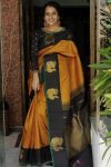 TRADITIONAL LICHI SILK JACQUARD ZARI BORDER WORK SAREE WITH UNSTITCHED BLOUSE MUSTARD