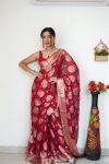 TRADITIONAL LICHI SILK ZARI WEAVING WORK SAREE WITH UNSTITCHED BLOUSE PARTY WEAR WHOLESALE PRICE ETHNIC GARMENT (3)