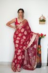 TRADITIONAL LICHI SILK ZARI WEAVING WORK SAREE WITH UNSTITCHED BLOUSE PARTY WEAR WHOLESALE PRICE ETHNIC GARMENT (3)