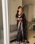 TRADITIONAL LINEN ZARI WEAVING WORK SAREE WITH UNSTITCHED BLOUSE PARTY WEAR WHOLESALE PRICE ETHNIC GARMENT (3)