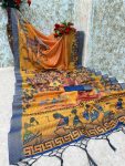 TRADITIONAL MYSORE SILK DIGITAL PRINT WITH JHALAR WORK SAREE WITH UNSTITCHED BLOUSE PARTY WEAR WHOLESALE PRICE ETHNIC GARMENT (8)