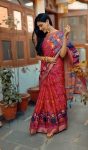 TRADITIONAL MYSORE SILK DIGITAL PRINT WITH JHALAR WORK SAREE WITH UNSTITCHED BLOUSE PARTY WEAR WHOLESALE PRICE ETHNIC GARMENT (1)
