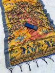 TRADITIONAL MYSORE SILK DIGITAL PRINT WITH JHALAR WORK SAREE WITH UNSTITCHED BLOUSE PARTY WEAR WHOLESALE PRICE ETHNIC GARMENT (8)