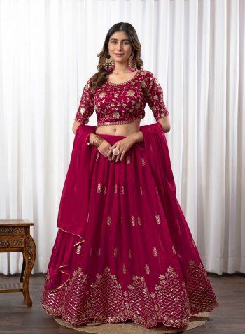 TRADITIONAL STAR GEORGETTE EMBROIDERY SEQUENCE WORK STITCHED LEHENGA CHOLI WITH DUPATTA RANI