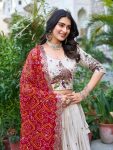 TRADITIONAL TISSUE SILK EMBROIDERY THREAD SEQUENCE WORK LEHENGA CHOLI WITH DUPATTA PARTY WEAR WHOLESALE PRICE ETHNIC GARMENT (6)