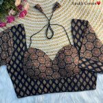 TRENDING AJRAKH COTTON HALTER NECK READY TO WEAR BLOUSE BLACK
