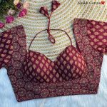 TRENDING AJRAKH COTTON HALTER NECK READY TO WEAR BLOUSE MAROON