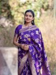 TRENDING BANARASI SOFT SILK ZARI WEAVING WORK SAREE WITH UNSTITCHED BLOUSE PURPLE