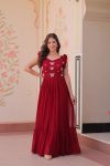 TRENDING BLOOMING GEORGETTE THREAD SEQUENCE EMBROIDERY WORK ONLY GOWN PARTY WEAR WHOLESALE PRICE ETHNIC GARMENT (13)