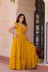 TRENDING BLOOMING GEORGETTE THREAD SEQUENCE EMBROIDERY WORK ONLY GOWN PARTY WEAR WHOLESALE PRICE ETHNIC GARMENT (16)