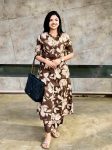 TRENDING COTTON DIGITAL PRINTED ONE SIDE POCKET CO-ORD SET BROWN