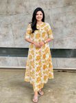TRENDING COTTON DIGITAL PRINTED ONE SIDE POCKET CO-ORD SET YELLOW