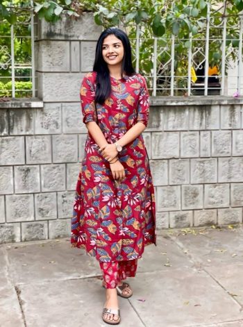 TRENDING COTTON DIGITAL PRINTED ONE SIDE POCKET CO-ORD SET RED
