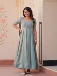 TRENDING FENDY SILK BEADS EMBROIDERY WORK ONLY GOWN SKY