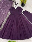 TRENDING FENDY SILK PLAIN GOWN BOTTOM WITH EMBROIDERY WORK DUPATTA PARTY WEAR WHOLESALE PRICE ETHNIC GARMENT (6)