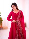 TRENDING FENDY SILK PLAIN GOWN BOTTOM WITH EMBROIDERY WORK DUPATTA PARTY WEAR WHOLESALE PRICE ETHNIC GARMENT (5)