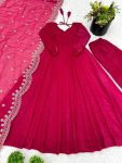 TRENDING FENDY SILK PLAIN GOWN BOTTOM WITH EMBROIDERY WORK DUPATTA PARTY WEAR WHOLESALE PRICE ETHNIC GARMENT (5)