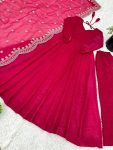 TRENDING FENDY SILK PLAIN GOWN BOTTOM WITH EMBROIDERY WORK DUPATTA PARTY WEAR WHOLESALE PRICE ETHNIC GARMENT (5)