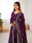 TRENDING FENDY SILK PLAIN GOWN BOTTOM WITH EMBROIDERY WORK DUPATTA PARTY WEAR WHOLESALE PRICE ETHNIC GARMENT (6)