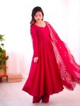 TRENDING FENDY SILK PLAIN GOWN BOTTOM WITH EMBROIDERY WORK DUPATTA RANI
