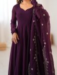 TRENDING FENDY SILK PLAIN GOWN BOTTOM WITH EMBROIDERY WORK DUPATTA PARTY WEAR WHOLESALE PRICE ETHNIC GARMENT (6)