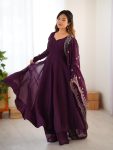 TRENDING FENDY SILK PLAIN GOWN BOTTOM WITH EMBROIDERY WORK DUPATTA PARTY WEAR WHOLESALE PRICE ETHNIC GARMENT (6)